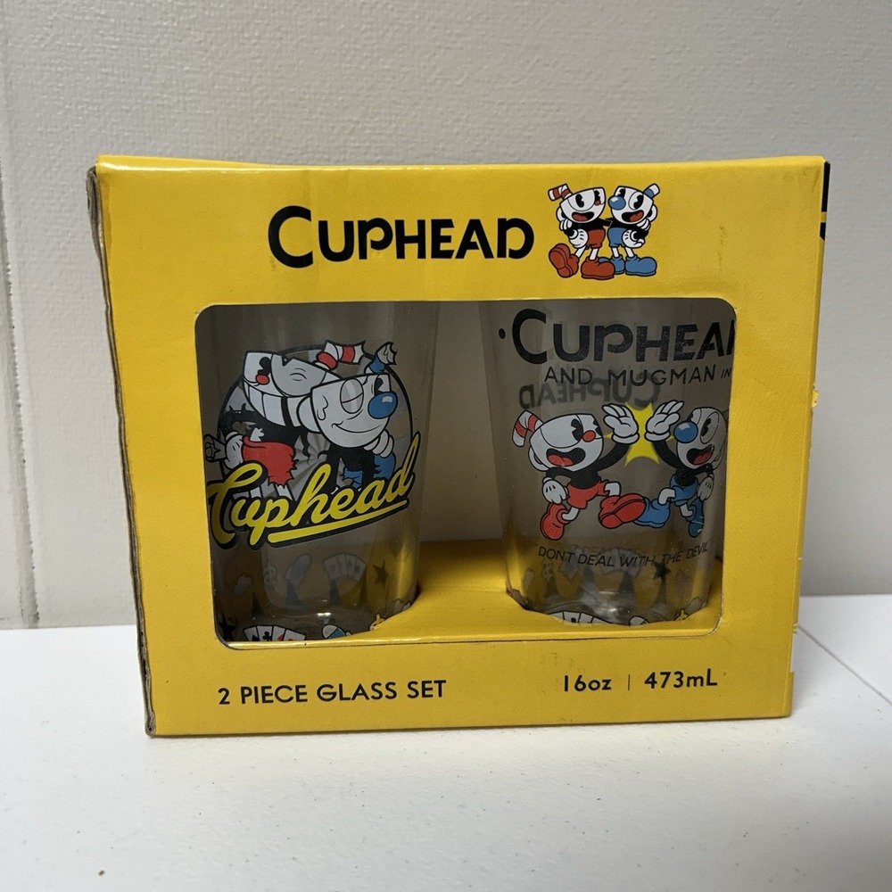Cuphead and Mugman Pint Glass Set of Two 16oz 473ml Clear New FUNKO Loungefly